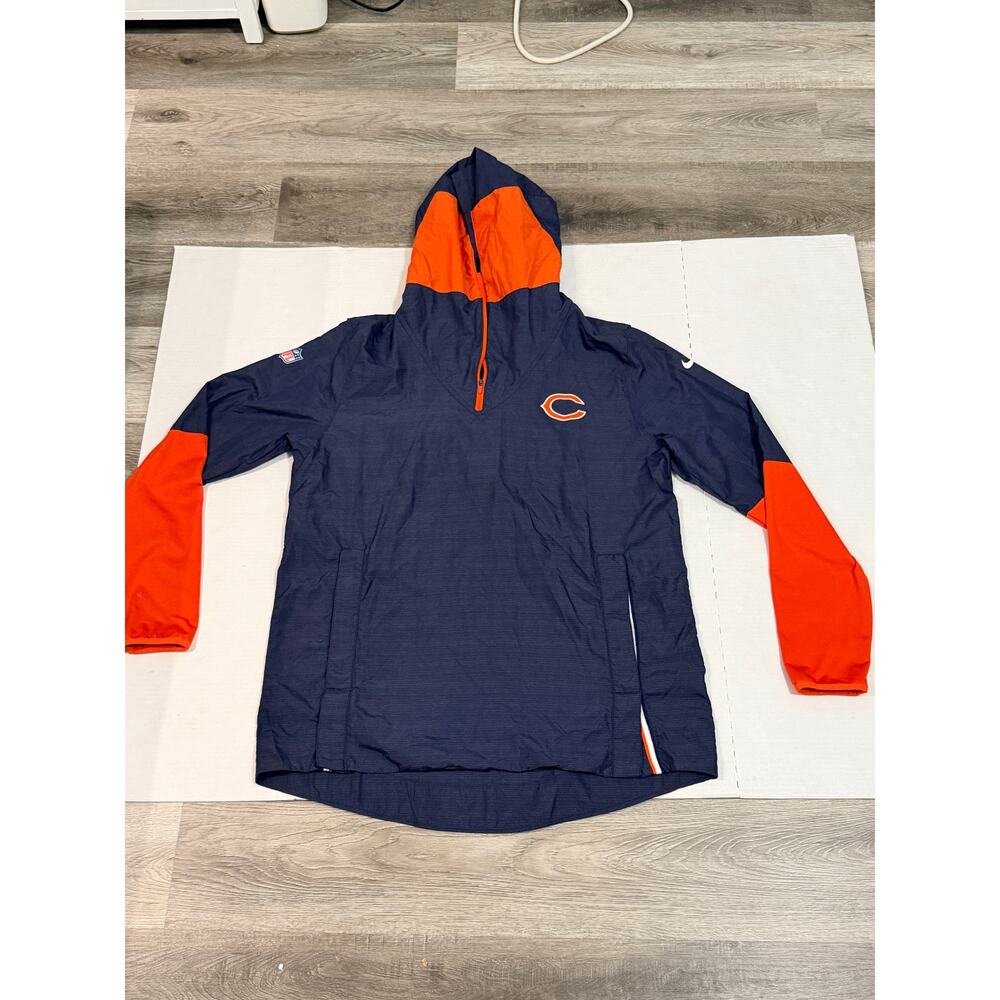 Nike Chicago Bears NFL On Field Hooded Quarter Zip Jacket Mens Large